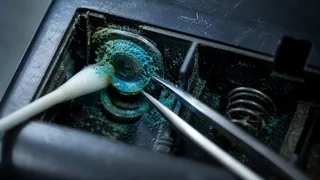 Battery acid ate this device in 2004. I brought it back with a cotton swab.