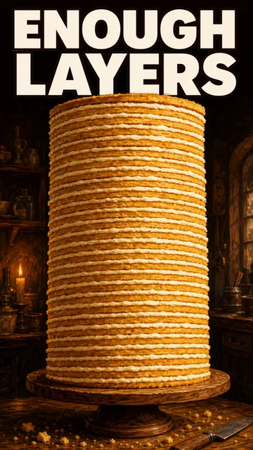 seventeen layers. the recipe just said "enough".