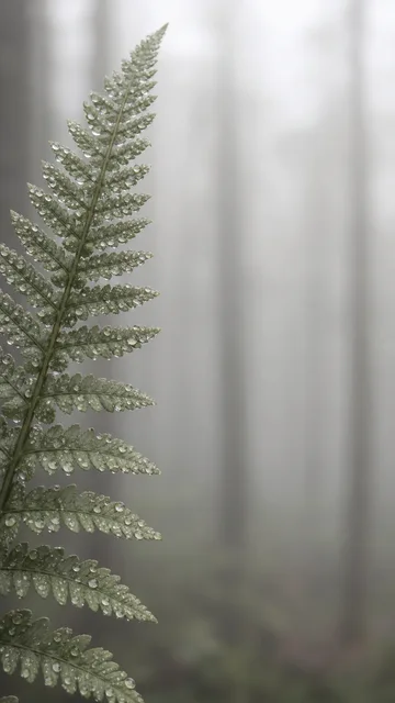 Three hundred drops on one frond. I counted twice.