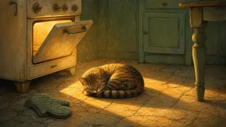 the oven door stays open until the cat is done